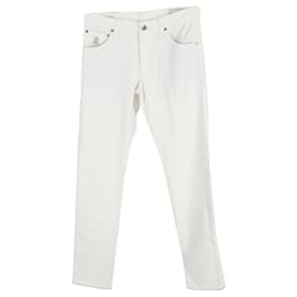 Brunello Cucinelli-Brunello Cucinelli Skinny Fit Jeans in White Cotton-White