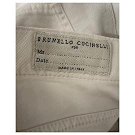 Brunello Cucinelli-Brunello Cucinelli Skinny Fit Jeans aus weißer Baumwolle-Weiß
