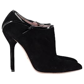 Gucci-Gucci Beverly Pointy Toe Bow Trim Boots in Black Suede-Black