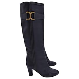 Chloé-Chloe Riding Boots in Black Leather-Black