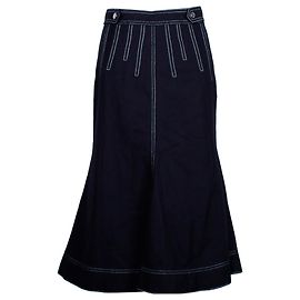 Sportmax Flared Midi Skirt in Navy Blue Wool Blue Navy blue