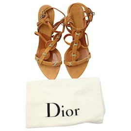 Dior-Dior Thong-Style Strappy Sandals in Brown Leather-Brown