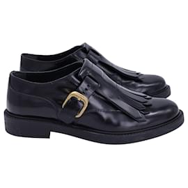 Tod's-Sapatos Tod's Monk Strap em couro preto-Preto