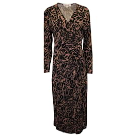Diane Von Furstenberg-Diane von Furstenberg Midi Wrap Dress in Brown Silk-Brown