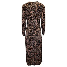 Diane Von Furstenberg-Robe portefeuille mi-longue Diane von Furstenberg en soie marron-Marron