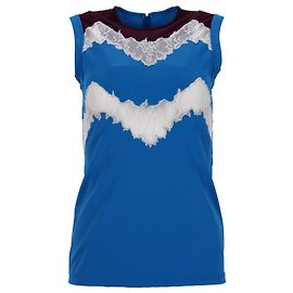 Valentino Garavani Top sem mangas com acabamento em renda Valentino em poliamida azul Azul