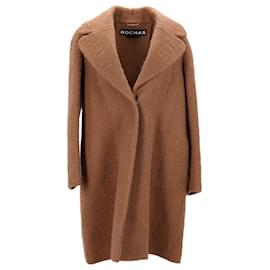 Rochas-Rochas Overcoat in Brown Mohair and Wool-Brown