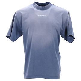 Balenciaga Camiseta com logotipo desbotado em algodão azul Azul Azul claro
