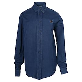 Kenzo-Kenzo Button Front Long Sleeve Shirt in Blue Cotton Denim  -Blue
