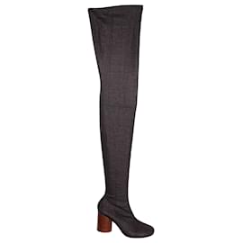Maison Martin Margiela-Maison Margiela Mid-thigh Boots in Dark Grey Canvas-Grey