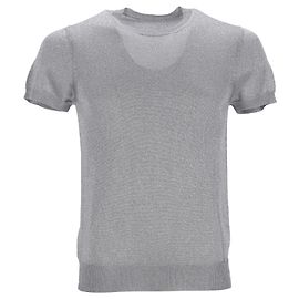 Dsquared2 Metallic Rib Knit T-shirt in Silver Polyester Silvery Metallic