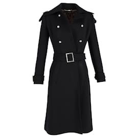 Dolce & Gabbana-Dolce & Gabbana Double-Breasted Coat with Belt in Black Wool-Black