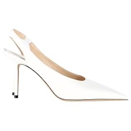 Jimmy Choo-Jimmy Choo Ivy 85 Croc-Embossed Pumps In White Leather-White