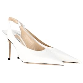 Jimmy Choo-Jimmy Choo Ivy 85 Croc-Embossed Pumps In White Leather-White