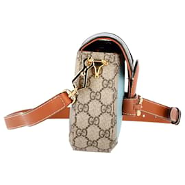 Gucci-Gucci Year of the Rabbit Horsebit  1955 Mini Bag aus braunem GG Supreme Canvas und mehrfarbigem Leder -Braun