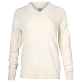Burberry-Burberry V-Neck Sweater in Cream Cashmere-White,Cream