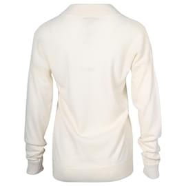 Burberry-Maglione Burberry con scollo a V in cashmere color crema-Bianco,Crudo