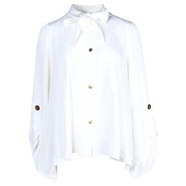 Camisa Peter Pilotto com botões e gola em seda creme Branco Cru