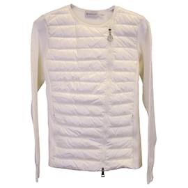 Moncler-Moncler Asymmetrical Zipped Jacket in Cream Polyamide-White,Cream