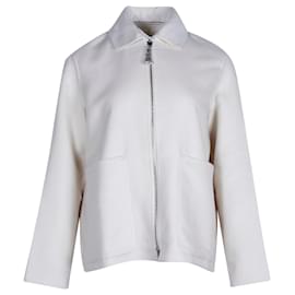 Hermès-Hermès Blousonjacke aus cremefarbenem Kaschmir-Weiß,Roh