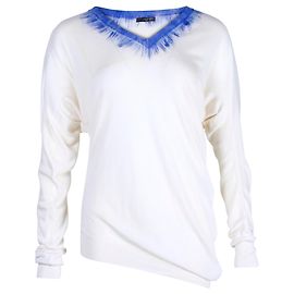 Alexander McQueen V-Ausschnitt-Pullover aus cremefarbenem Kaschmir Weiß Roh