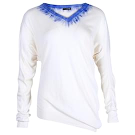 Alexander Mcqueen-Alexander McQueen V-neck Sweater in Cream Cashmere-White,Cream