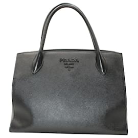 Prada-Prada Small Monochrome Tote Bag in Black Saffiano Leather-Black