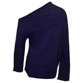 The row-The Row Off-the-Shoulder Sweater in Navy Blue Cashmere-Blue,Navy blue