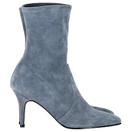 Stuart Weitzman-Stuart Weitzman Botines de tacón alto en ante azul-Azul,Otro