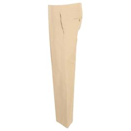 Chloé-Calças Chloe Wide Leg em Algodão Bege-Bege