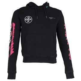 Off White Sudadera con capucha Off-White Diag Stencil de algodón negro Negro