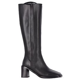 The Row Patch Knee-High Square-Toe Boots in Black Leather Black