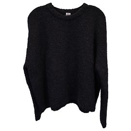 Totême Boxy Bouclé Strickpullover aus schwarzer Wollmischung Schwarz