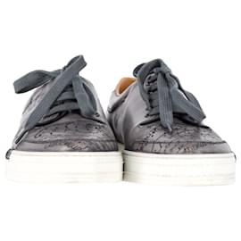 Berluti-Berluti Scritto Calligraphy Sneakers in Grey Leather-Grey