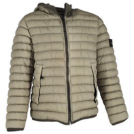 Stone Island Lightweight Hooded Down Puffer Jacket in Green Polyamide Green