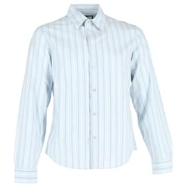 Gucci-Camisa listrada Gucci com botões em algodão azul claro-Azul,Azul claro