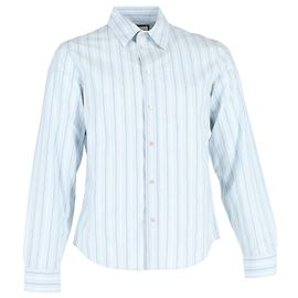 Gucci gestreiftes Button-Up-Hemd aus hellblauer Baumwolle Blau Hellblau