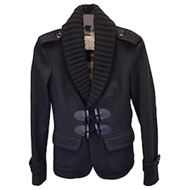 Burberry-Burberry Brit Toggle-Front Jacket in Black Wool-Black