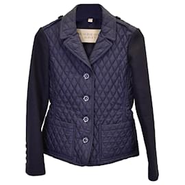 Burberry-Burberry Brit Quilted Jacket in Navy Blue Polyester and Wool-Blue,Navy blue