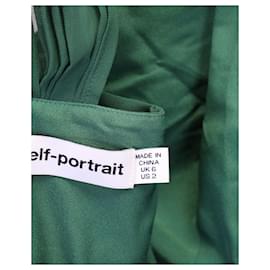 Self portrait-Self-Portrait Pleated Chiffon Maxi Dress In Green Silk-Green