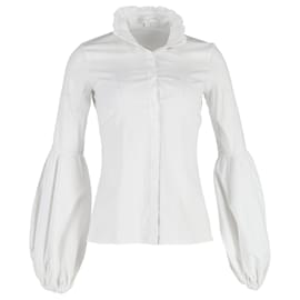 Autre Marque-Caroline Constas Puffed Sleeve Shirt in White Cotton-White