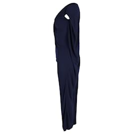 Peter Pilotto-Peter Pilotto Draped Sleeveless Gown in Navy Blue Cotton-Navy blue