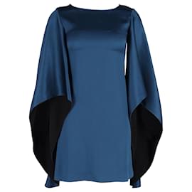 Saint Laurent-Saint Laurent Flared Sleeve Mini Dress in Blue Silk-Blue