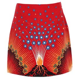 Valentino Garavani Valentino Volcano Printed Skirt in Red Wool Red