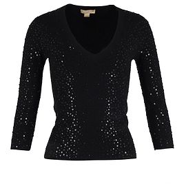 Paillettenpullover aus schwarzer Viskose der Michael Kors Collection  Schwarz
