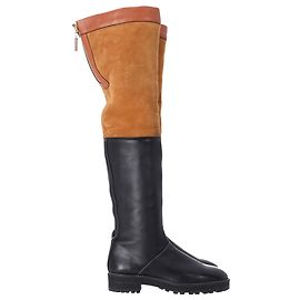 Stuart Weitzman Renata Botas acima do joelho com shearling de dois tons em couro preto Preto