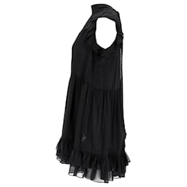 Ulla Johnson-Ulla Johnson Mini-robe à volants Remy en soie noire-Noir