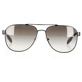Prada Machine Polarized Aviator Sunglasses in Black Metal Black