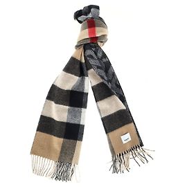 Burberry Écharpe Réversible Monogram Check en Cachemire Multicolore Autre Imprimé python