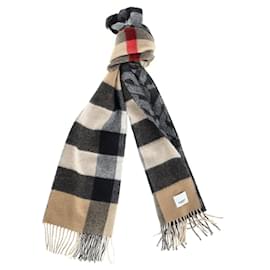 Burberry-Burberry Reversible Monogram Check Scarf in Multicolor Cashmere-Multiple colors